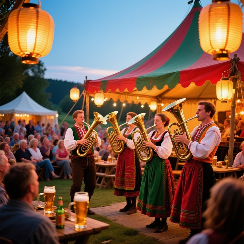 Brass Band Playing Traditional Music Beer Tent