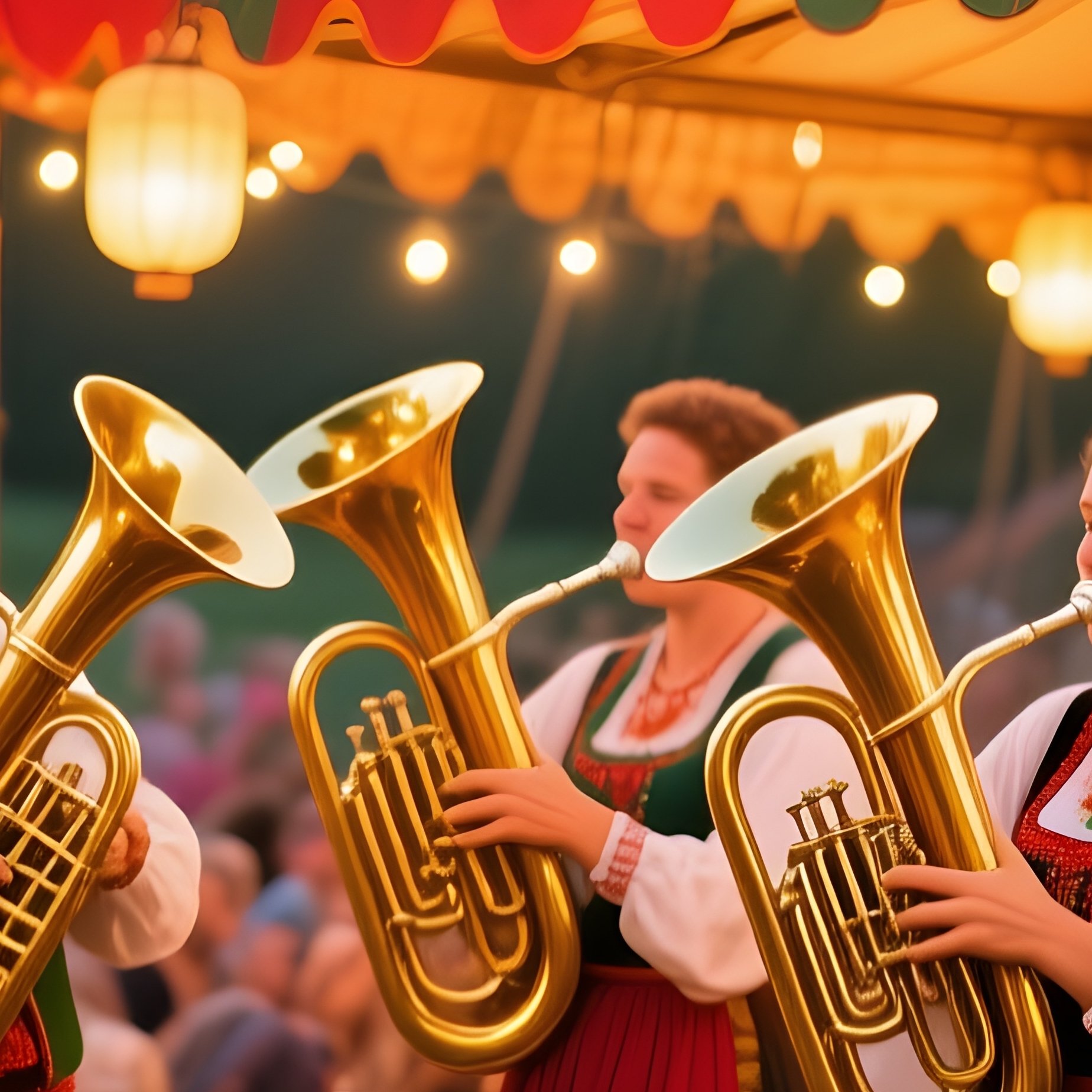 Brass Band Playing Traditional Music Beer Tent - Full Resolution Quality Preview