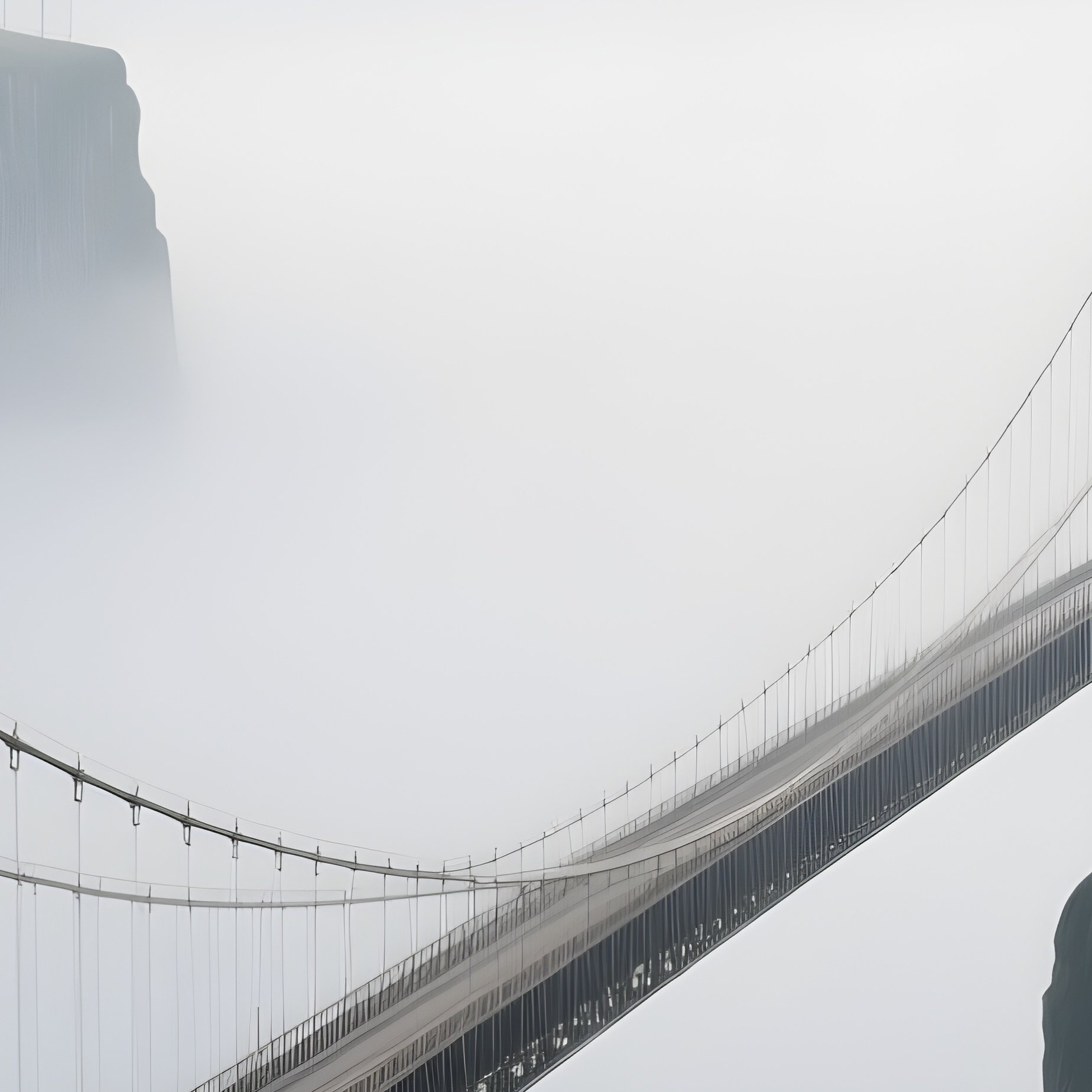 Bridge: A Suspension Bridge Emerging From Fog And Connecting Two Distant Cliffs, Symbolizing Connection And Overcoming Gaps. - Full Resolution Quality Preview