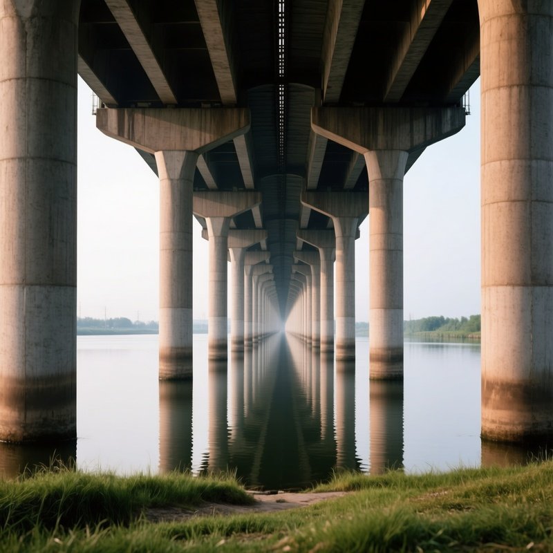 Bridge Pillars Over Water Architecture Water