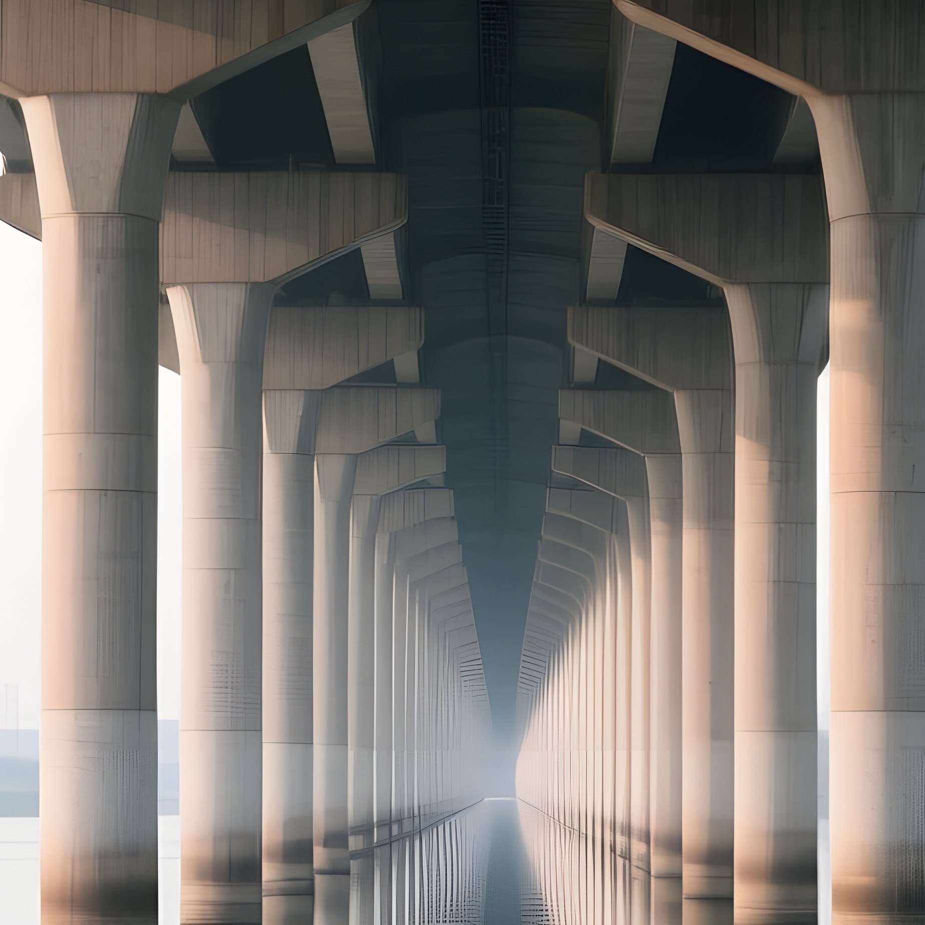 Bridge Pillars Over Water Architecture Water - Full Resolution Quality Preview