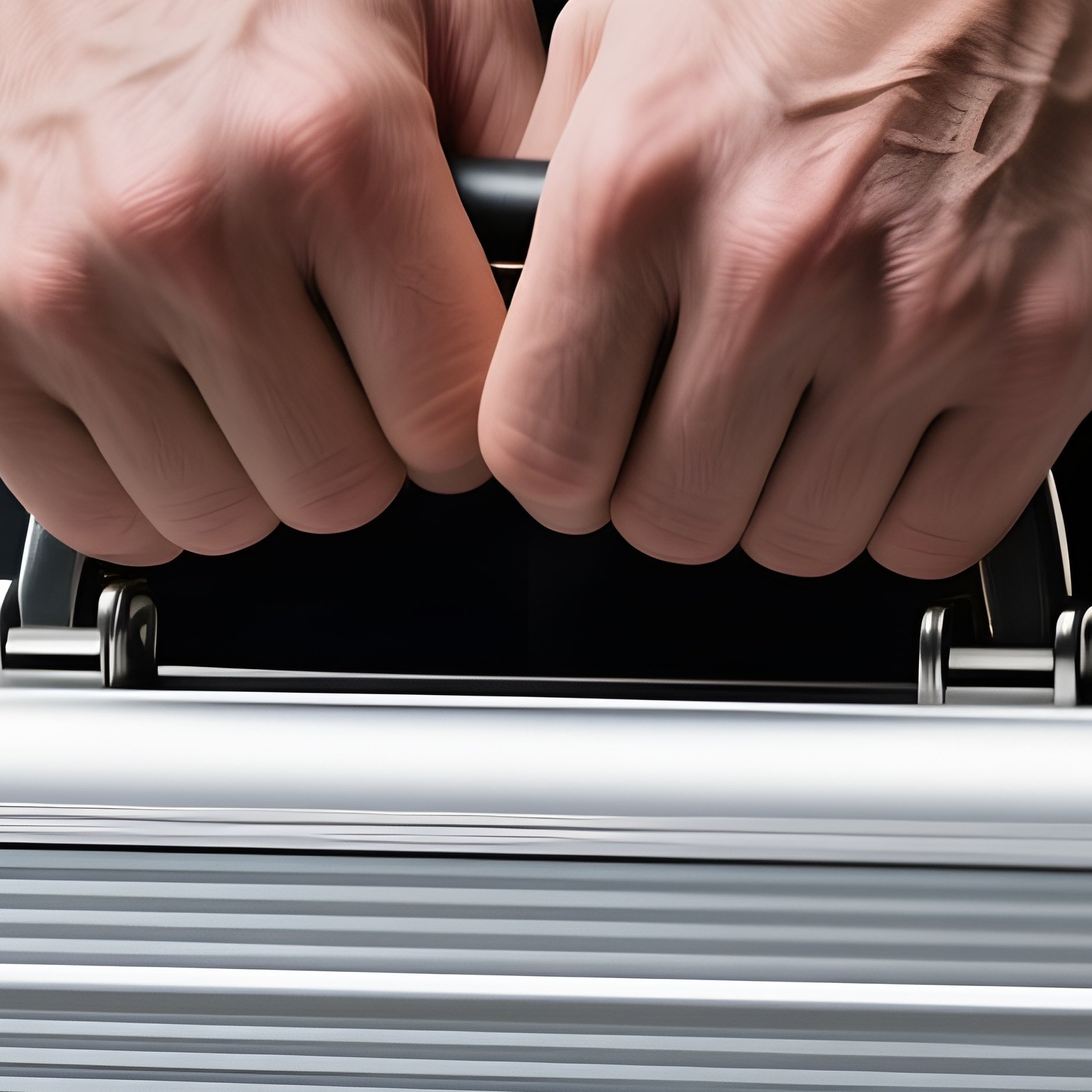 Briefcase: An Armored Aluminum Briefcase Handcuffed To A Businessman'S Wrist, Representing The Transport Of High Value Secrets. - Full Resolution Quality Preview