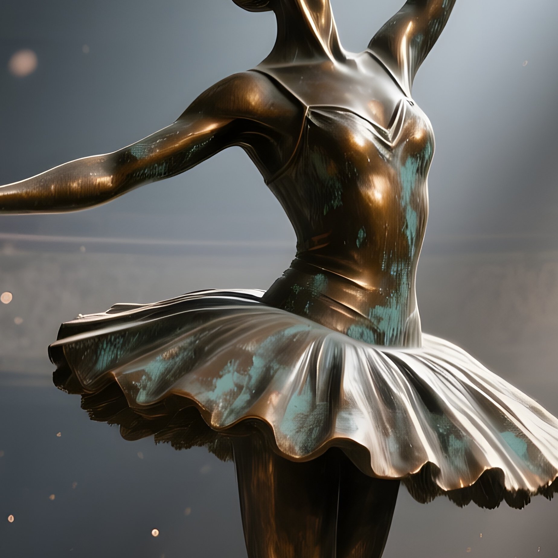Bronze Ballerina Abandoned Theater - Full Resolution Quality Preview