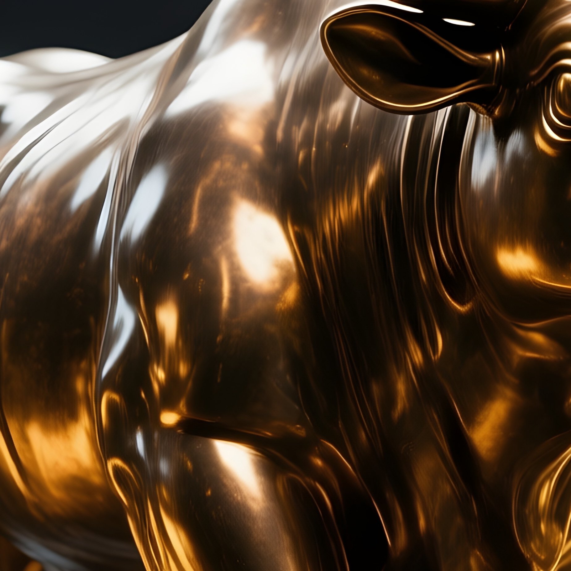 Bronze Bull Statue Holographic Currency Symbols 4 - Full Resolution Quality Preview