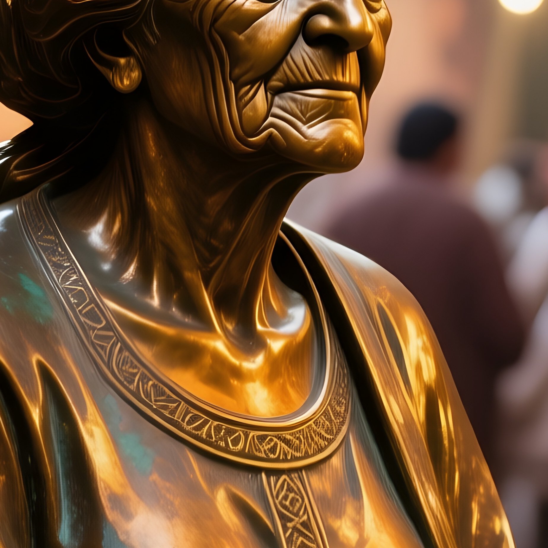 Bronze Bust Elderly Woman Moroccan Market - Full Resolution Quality Preview