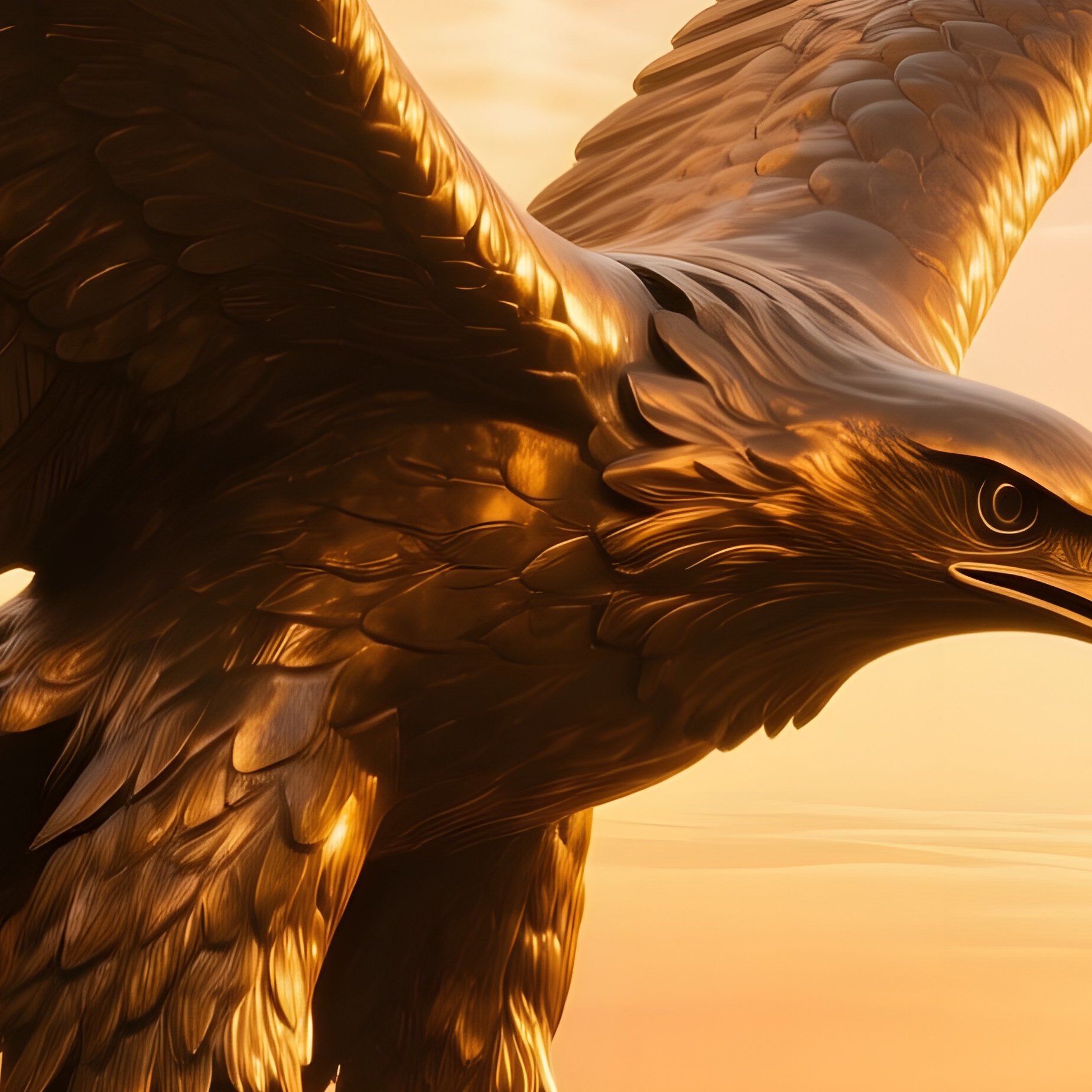 Bronze Eagle Soaring At Sunrise - Full Resolution Quality Preview