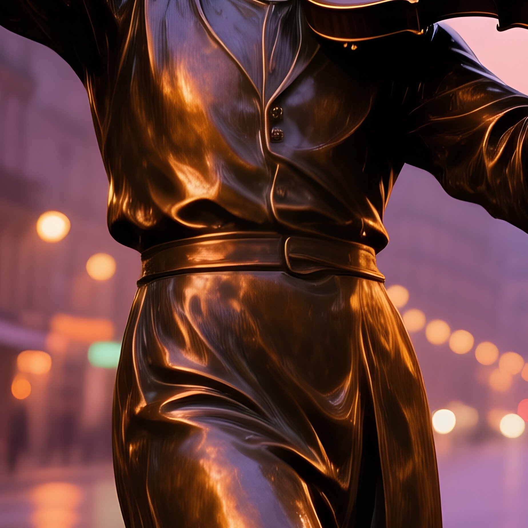 Bronze Violinist Statue Paris Twilight - Full Resolution Quality Preview