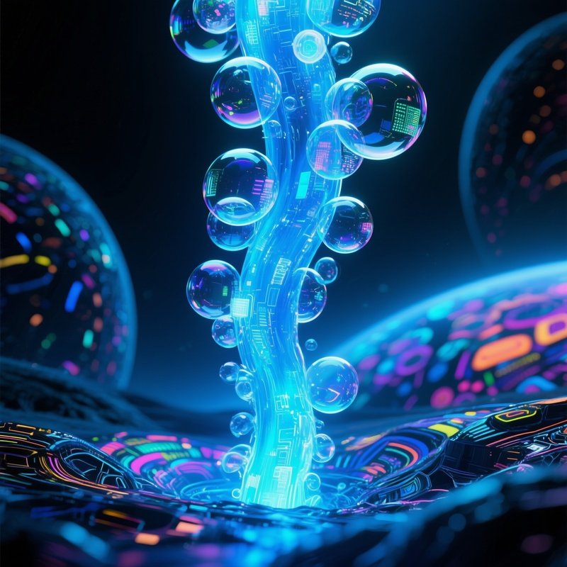 Bubble Stream Behind Colorful Background Poster Science Fiction