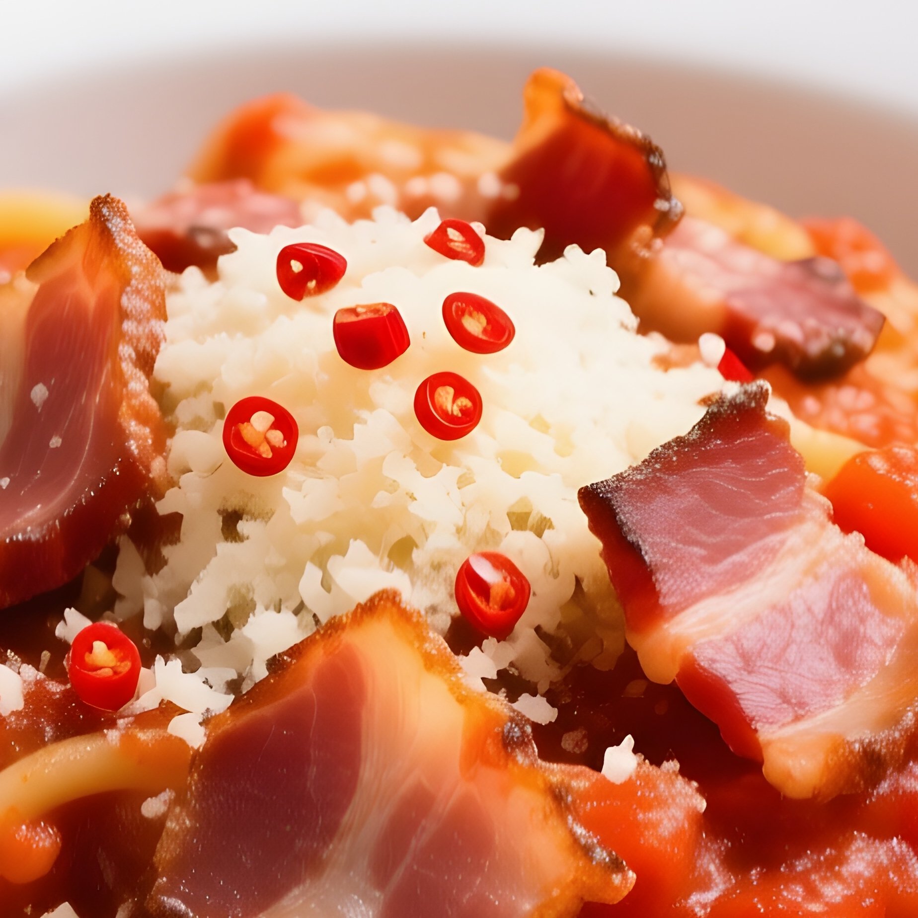 Bucatini All Amatriciana Featuring Bucatini Pasta With Guanciale Tomato Sauce Chili And Pecorino Romano - Full Resolution Quality Preview