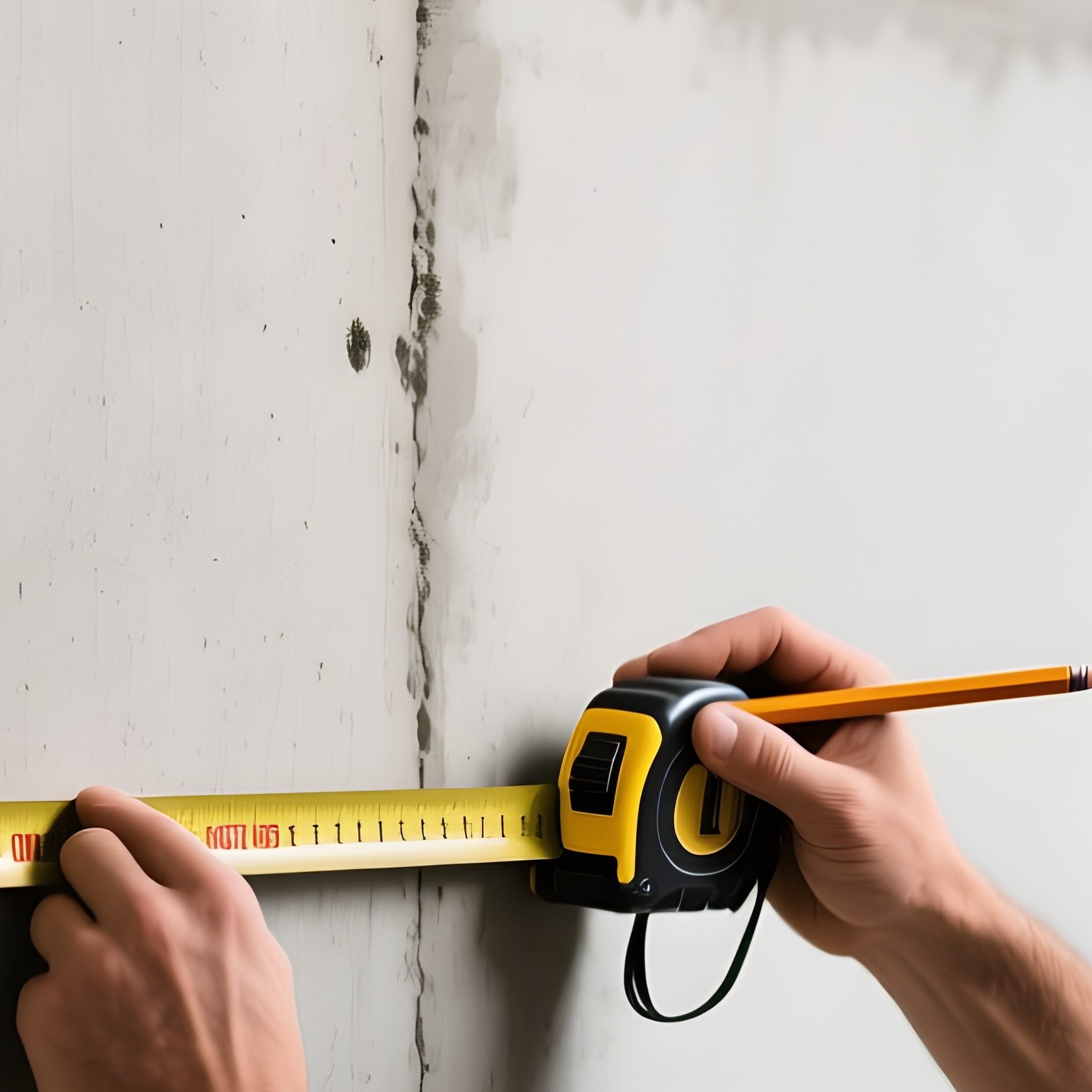 Builder Marking Measurements Concrete Wall - Full Resolution Quality Preview
