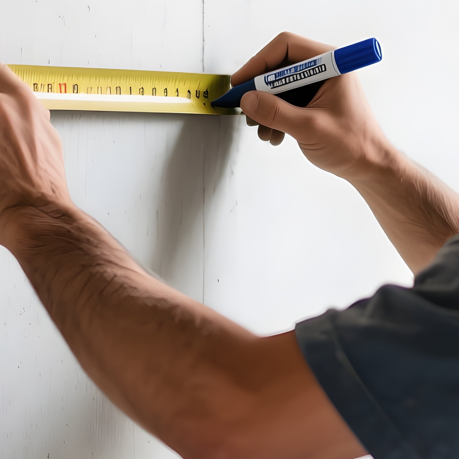 Builder Marking Measurements Concrete Wall - Full Resolution Quality Preview