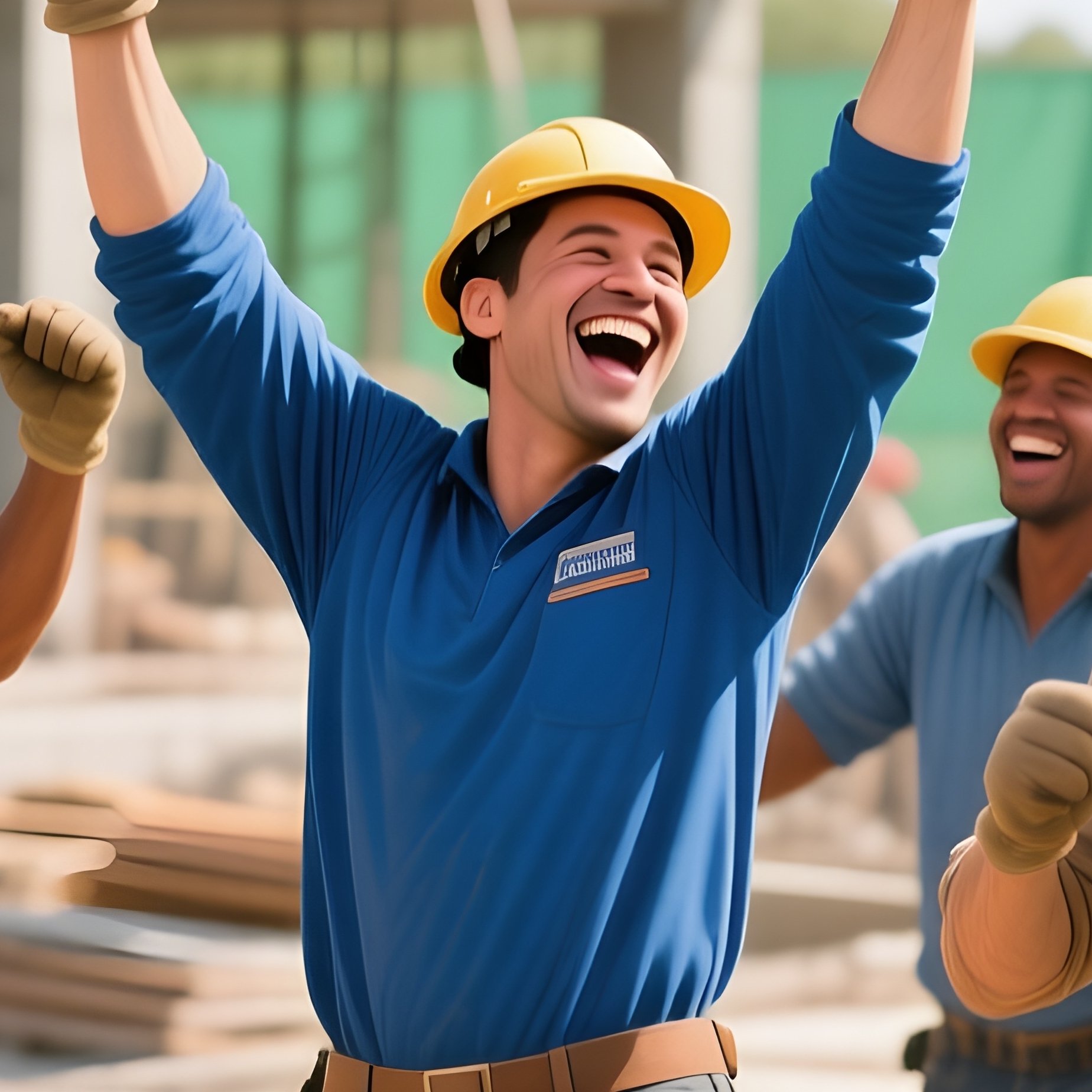 Building Foundation Completion Workers Celebration - Full Resolution Quality Preview