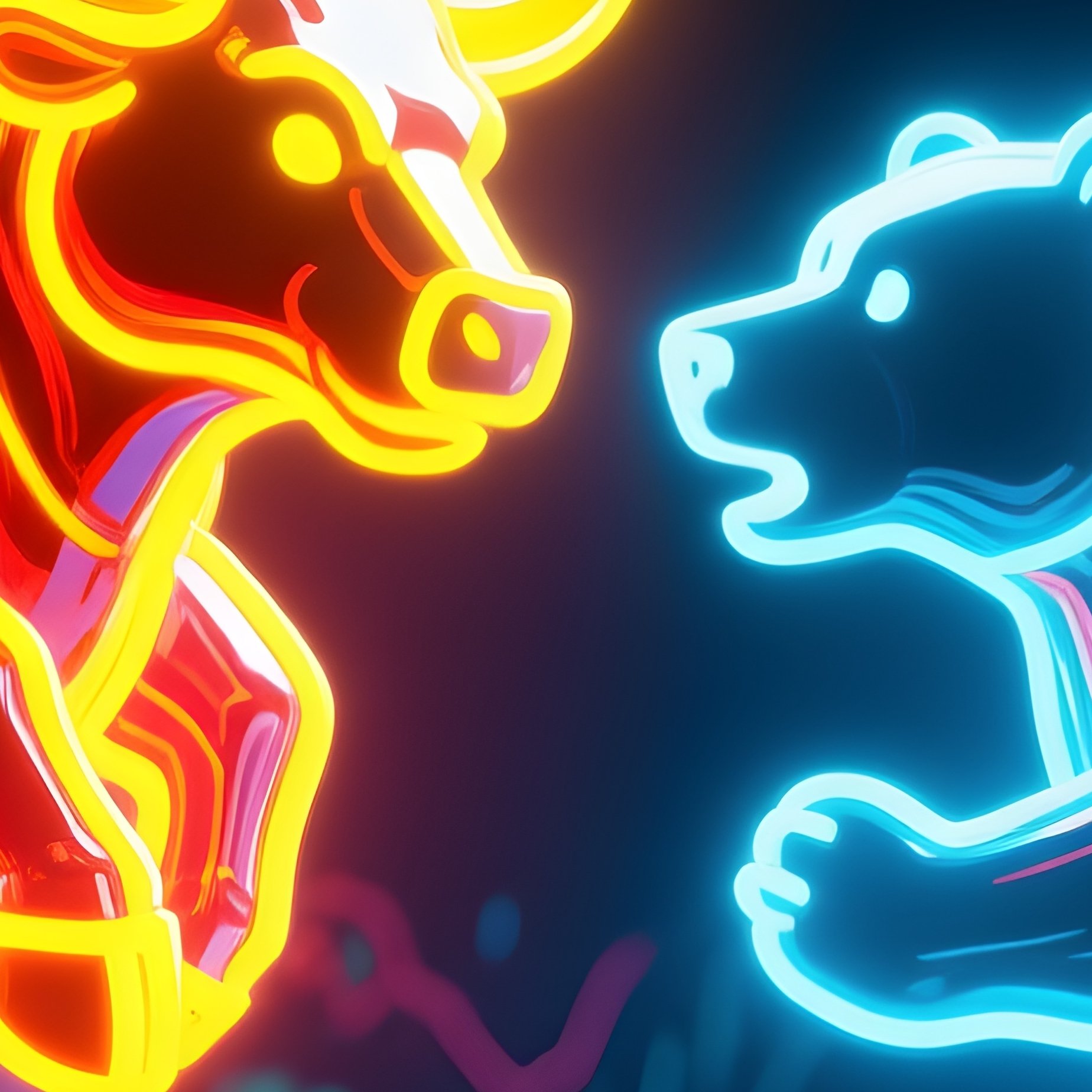 Bull And Bear Neon Trading Floor - Full Resolution Quality Preview