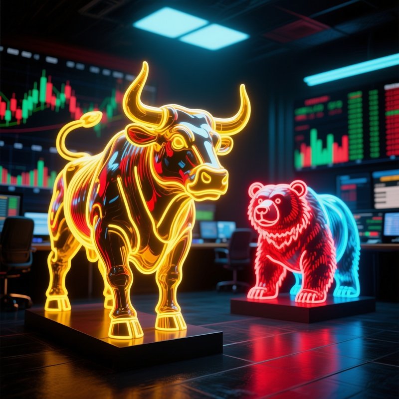 Bull And Bear Neon Trading Floor Photorealistic