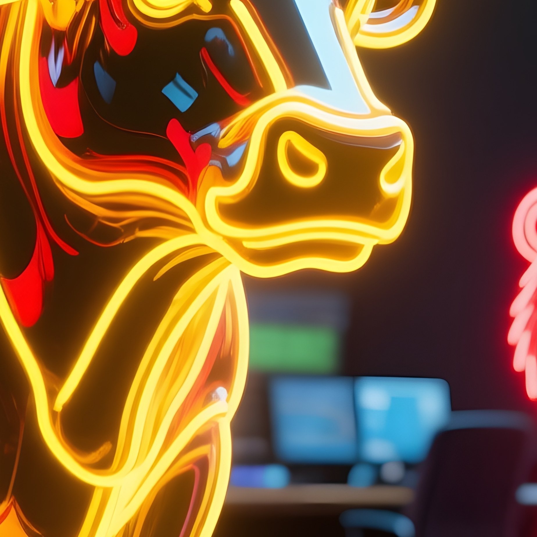 Bull And Bear Neon Trading Floor Photorealistic - Full Resolution Quality Preview