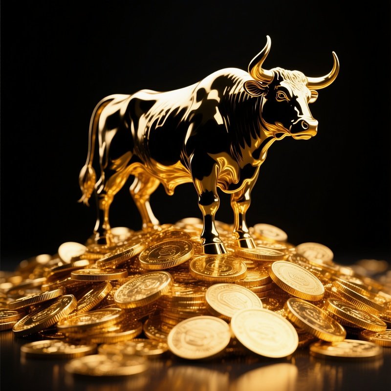 Bull Silhouette Stack Gold Coins