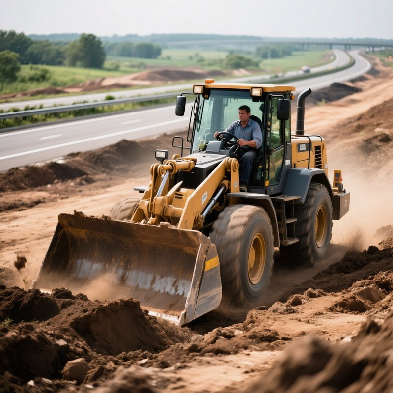 Bulldozer Clearing Earth Highway Expansion