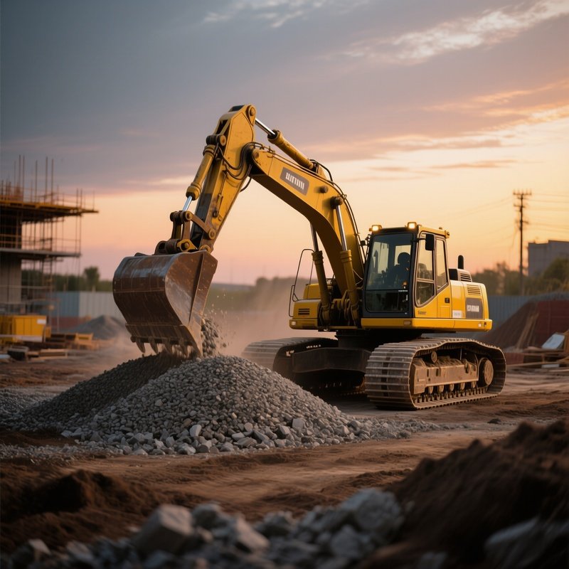 Bulldozer Gravel Dusk Construction Site_2