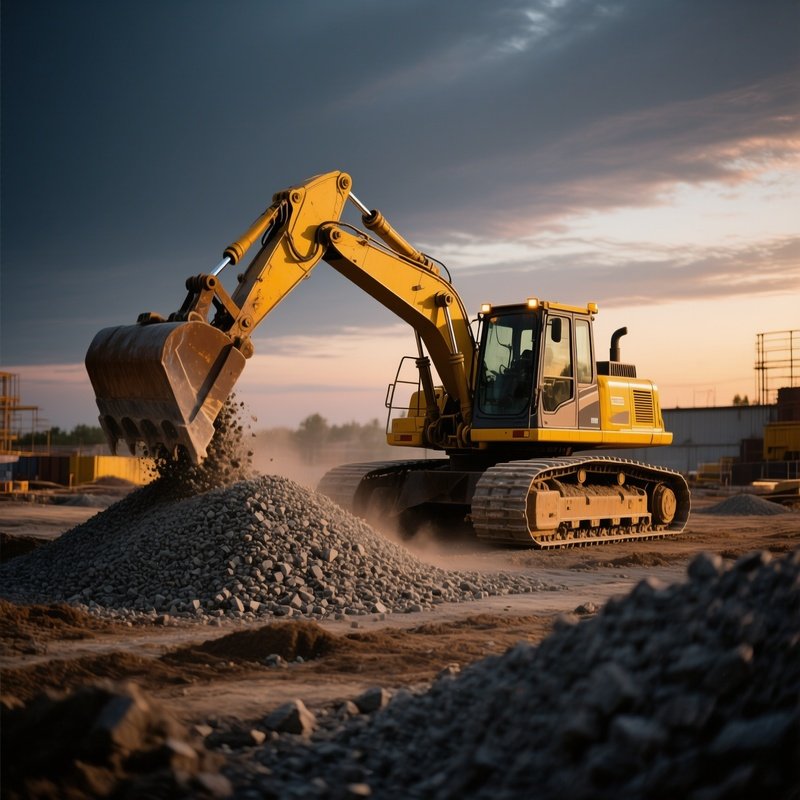 Bulldozer Gravel Dusk Construction Site_3