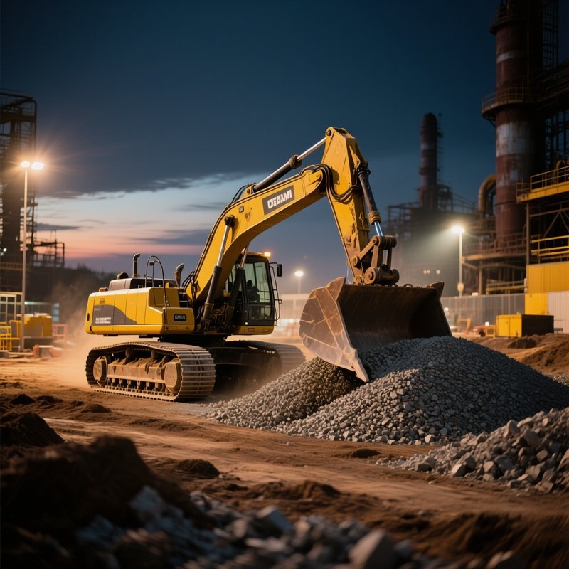 Bulldozer Gravel Dusk Construction Site