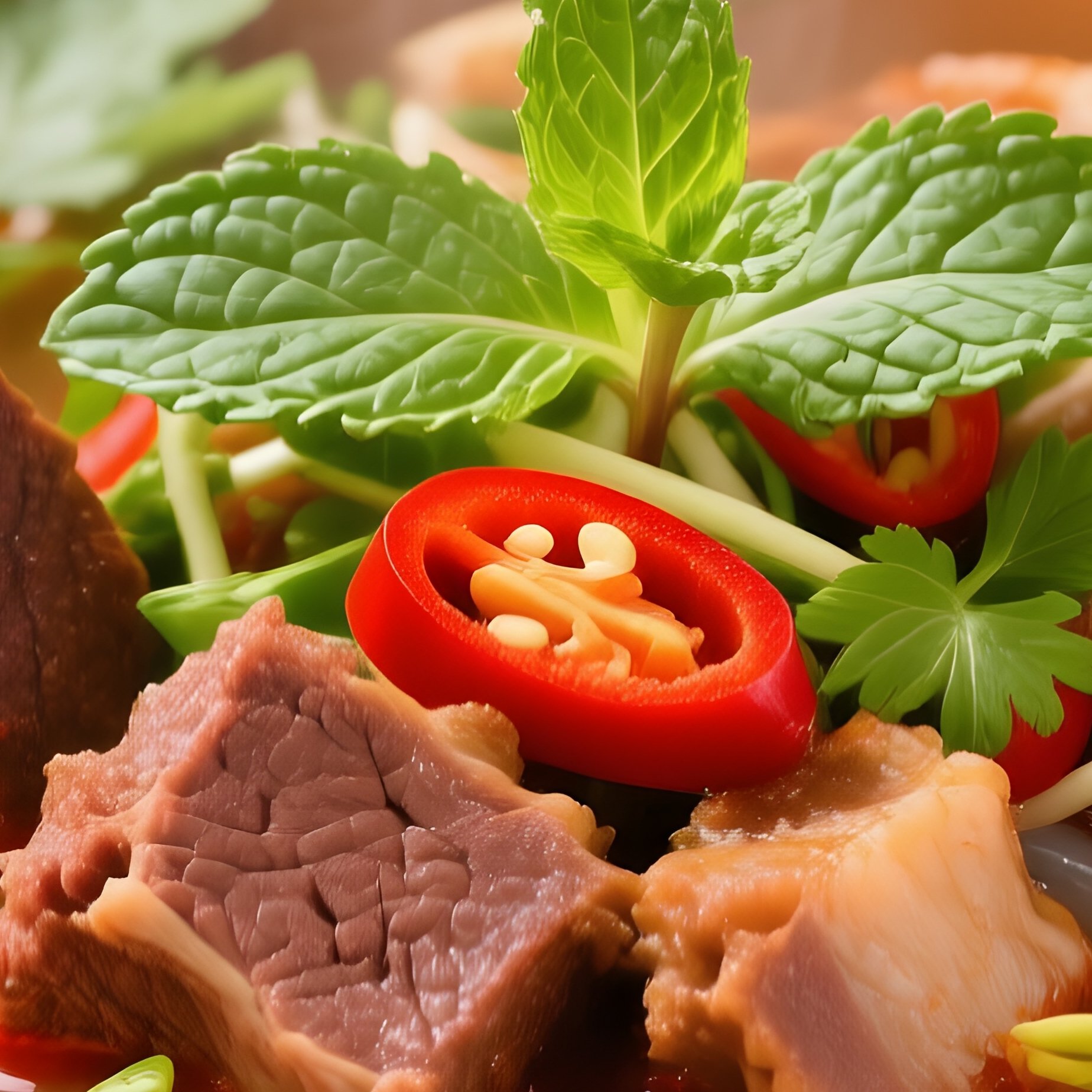 Bun Bo Hue Spicy Beef Broth With Rice Noodles - Full Resolution Quality Preview