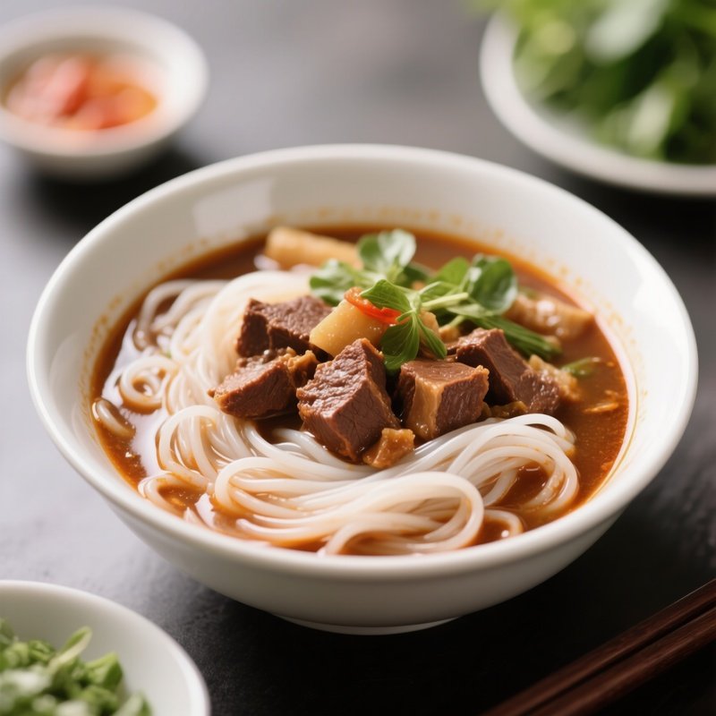 Bún Bò Kho Vermicelli Served With Rich Beef Stew