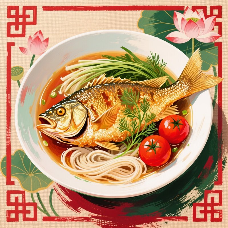 Bun Ca As A Cultural Symbol With Tomatoes Dill And Fried Fish