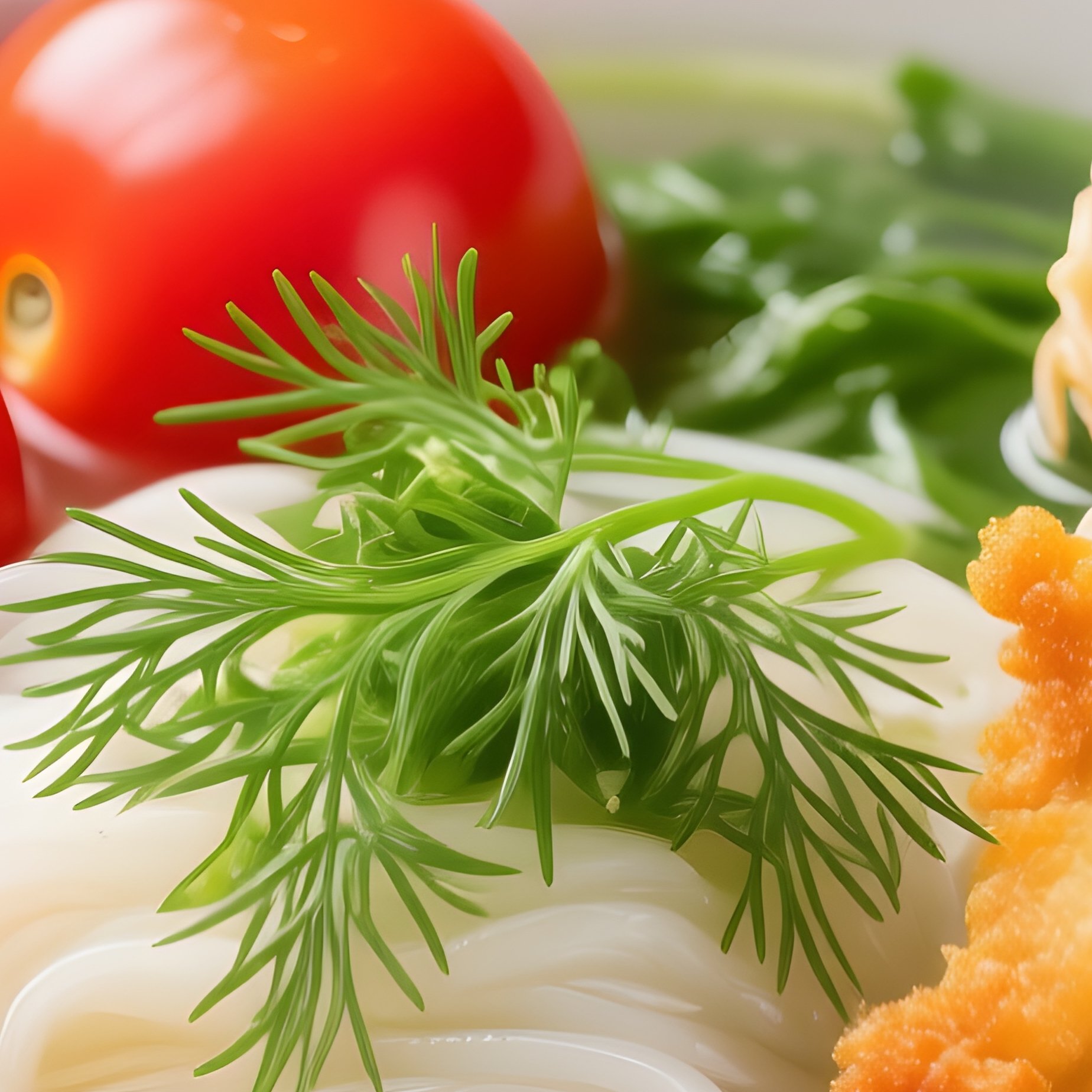 Bun Ca Fish Noodle Soup With Tomatoes Dill And Fried Fish - Full Resolution Quality Preview