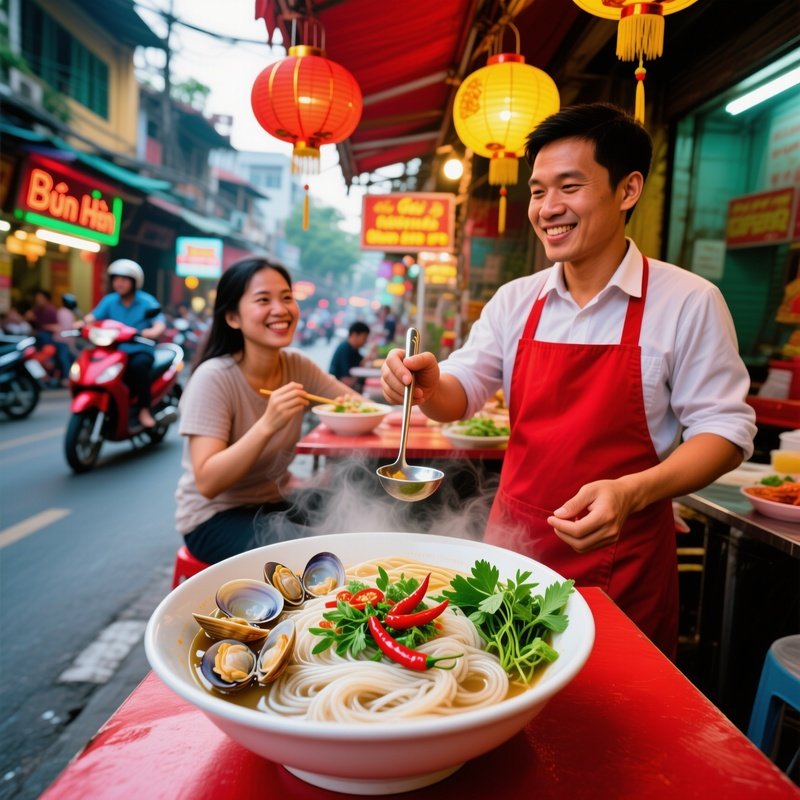 Bun Hen As A Cultural Dish With Herbs Chili And Clams