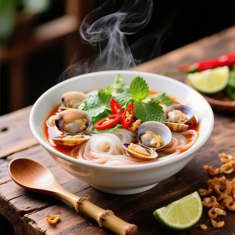 Bun Hen Vermicelli With Clams Herbs And Chili