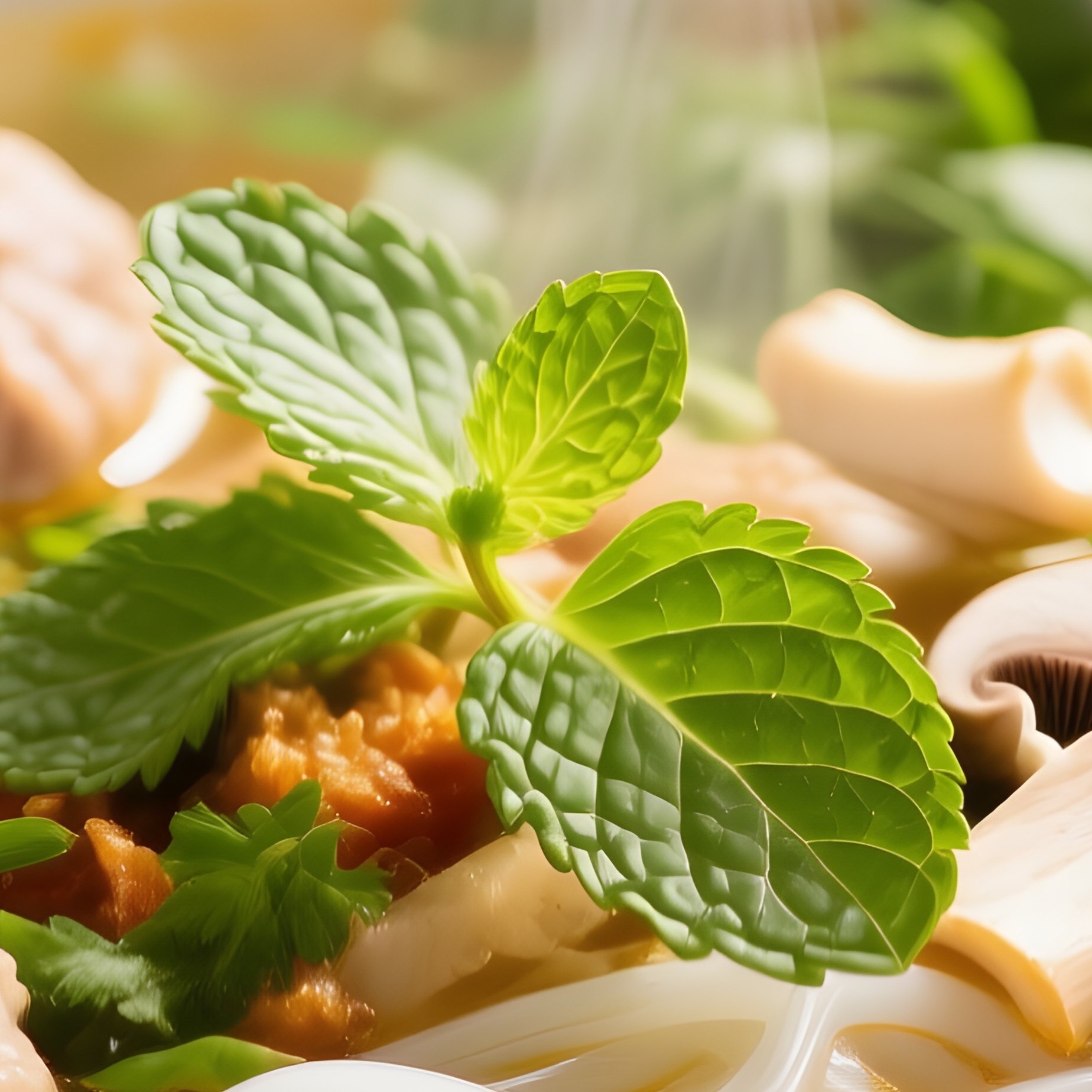 Bun Moc Pork Meatball Noodle Soup With Mushrooms And Herbs - Full Resolution Quality Preview
