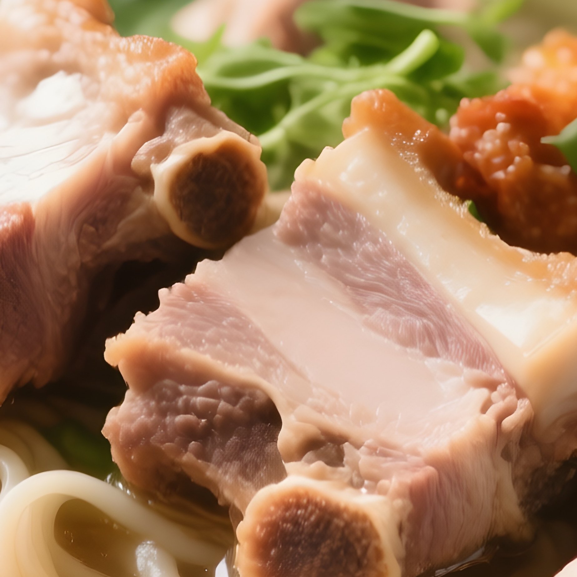 Bún Mọc Sườn Noodle Soup With Pork Ribs And Meatballs - Full Resolution Quality Preview