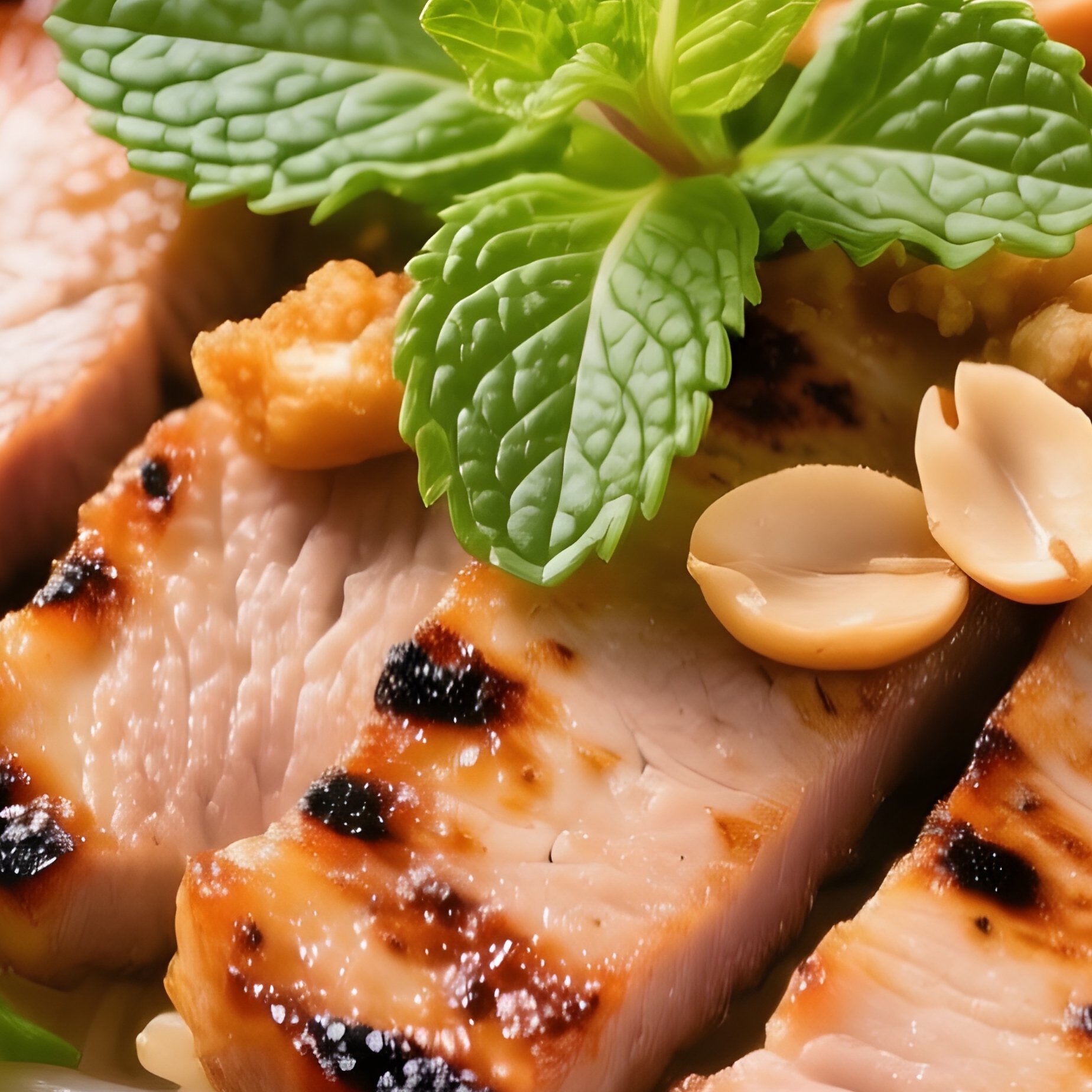 Bun Thit Nuong Vermicelli Bowl With Grilled Marinated Pork Fresh Herbs Lettuce Peanuts And Fish Sauce - Full Resolution Quality Preview