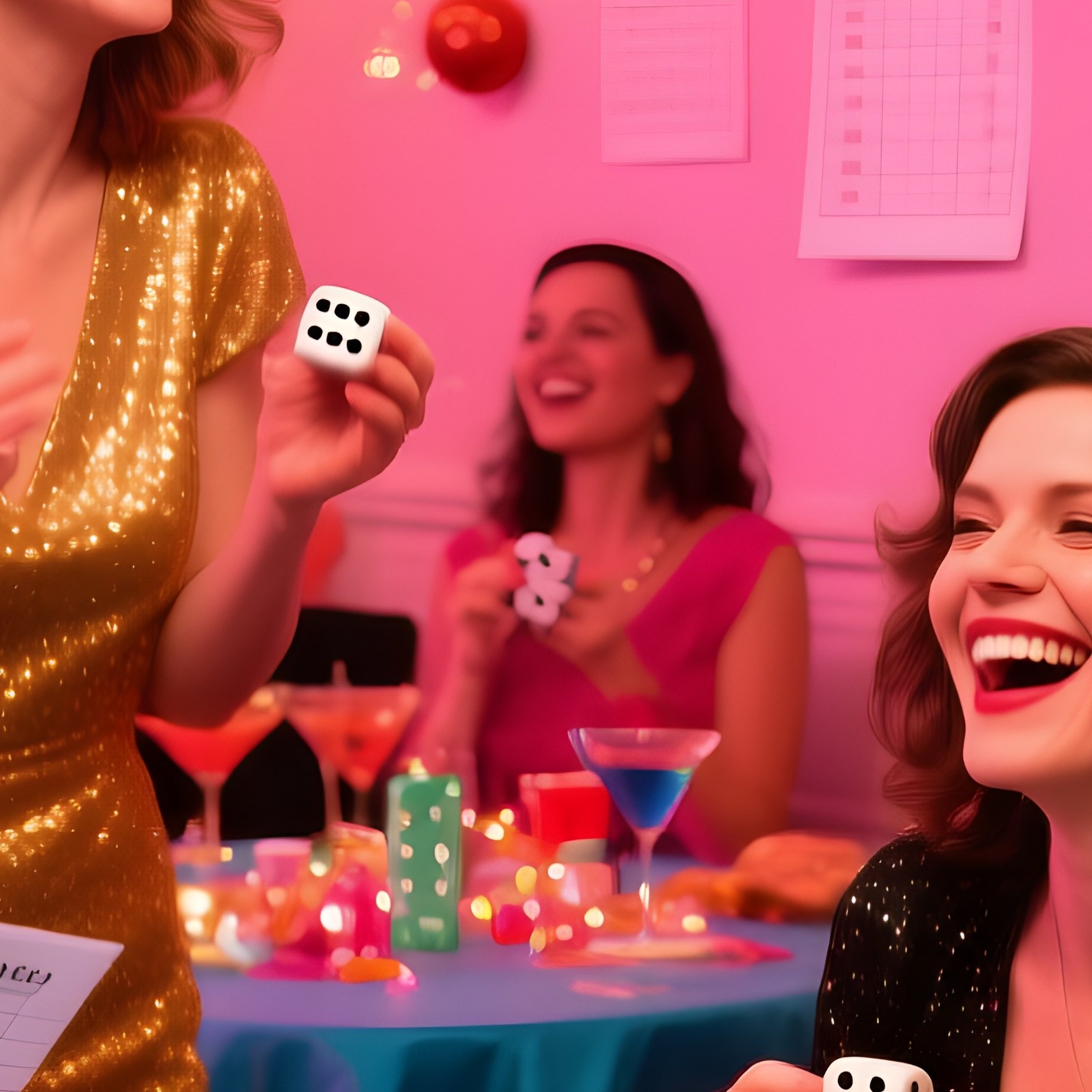 Bunco Social Event Women Fuzzy Dice Bells Score Sheets - Full Resolution Quality Preview