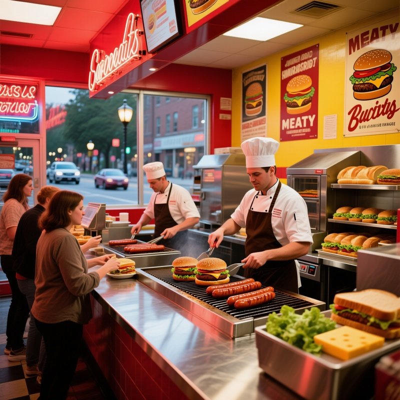 Burgers Sausages Sandwiches Restaurant Interior