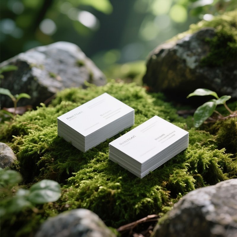 Business Cards Placed On Mossy Ground Business Cards Nature