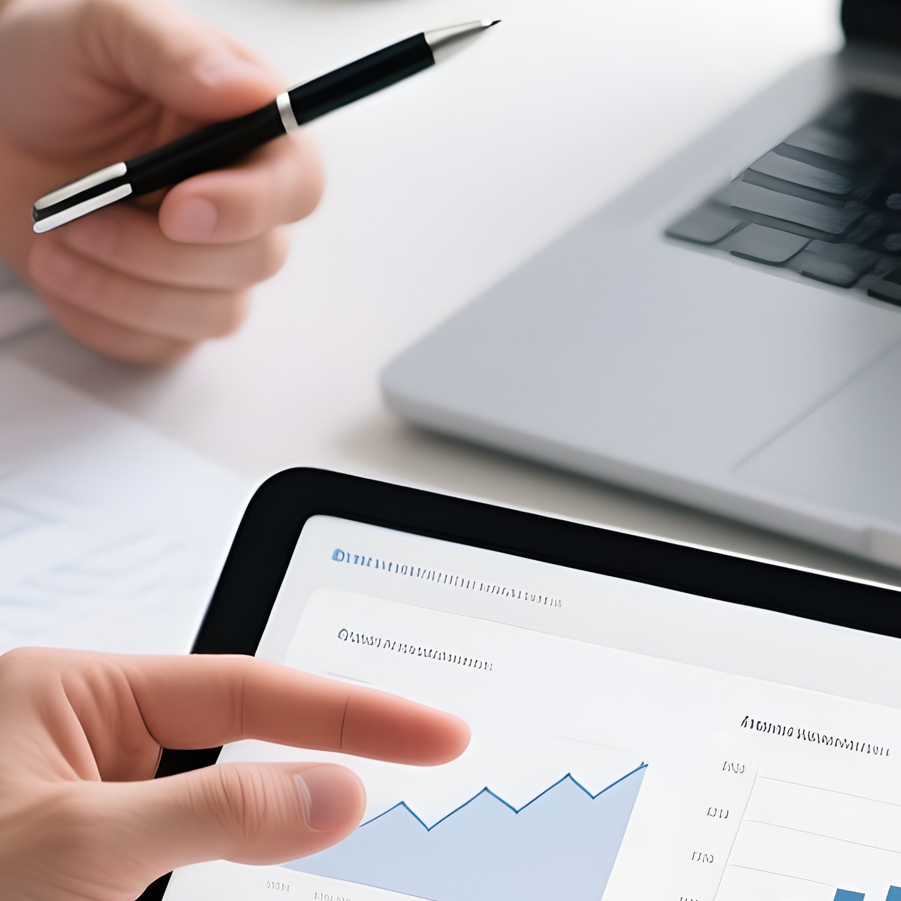 Business People Analyzing Data On A Tablet Business Data Analysis - Full Resolution Quality Preview