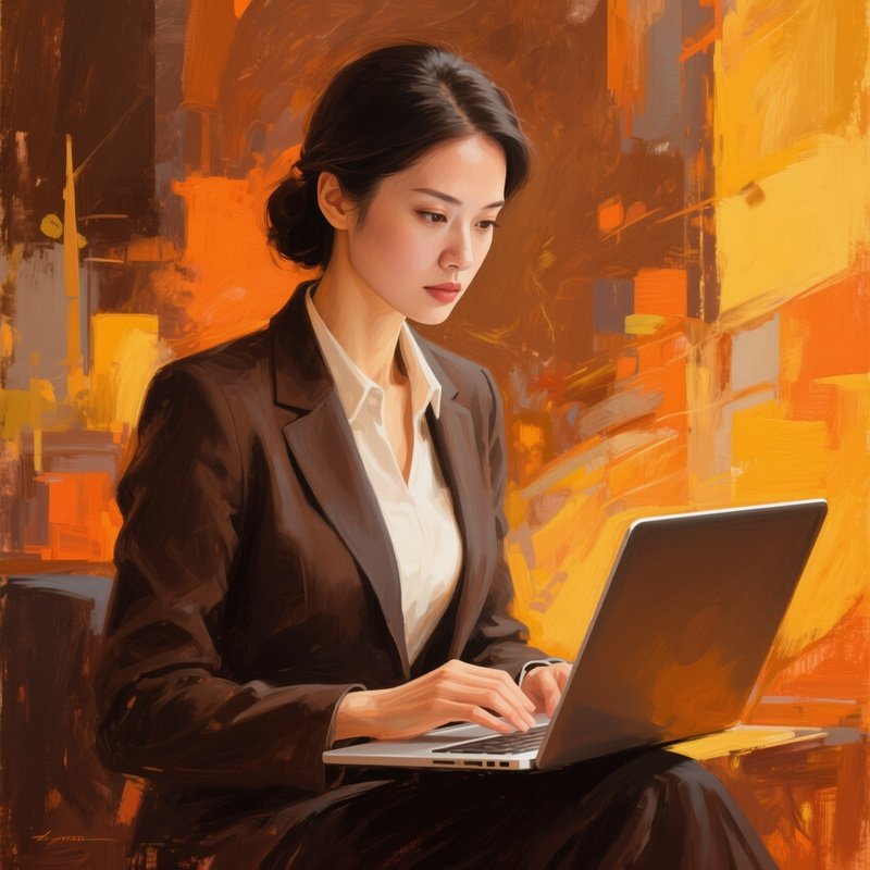 Businesswoman Working On Laptop Artist