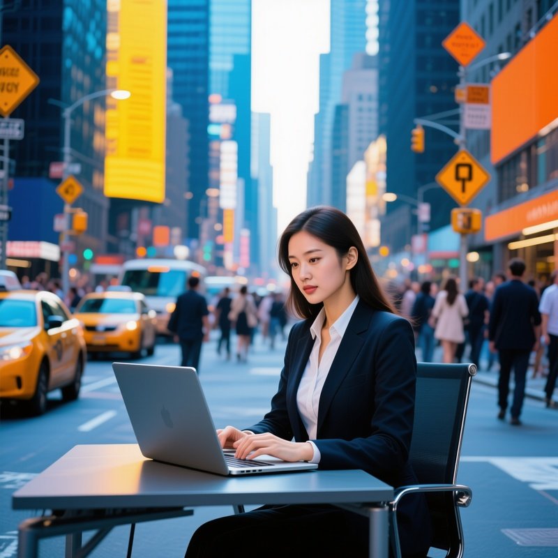 Businesswoman Working On Laptop Scene