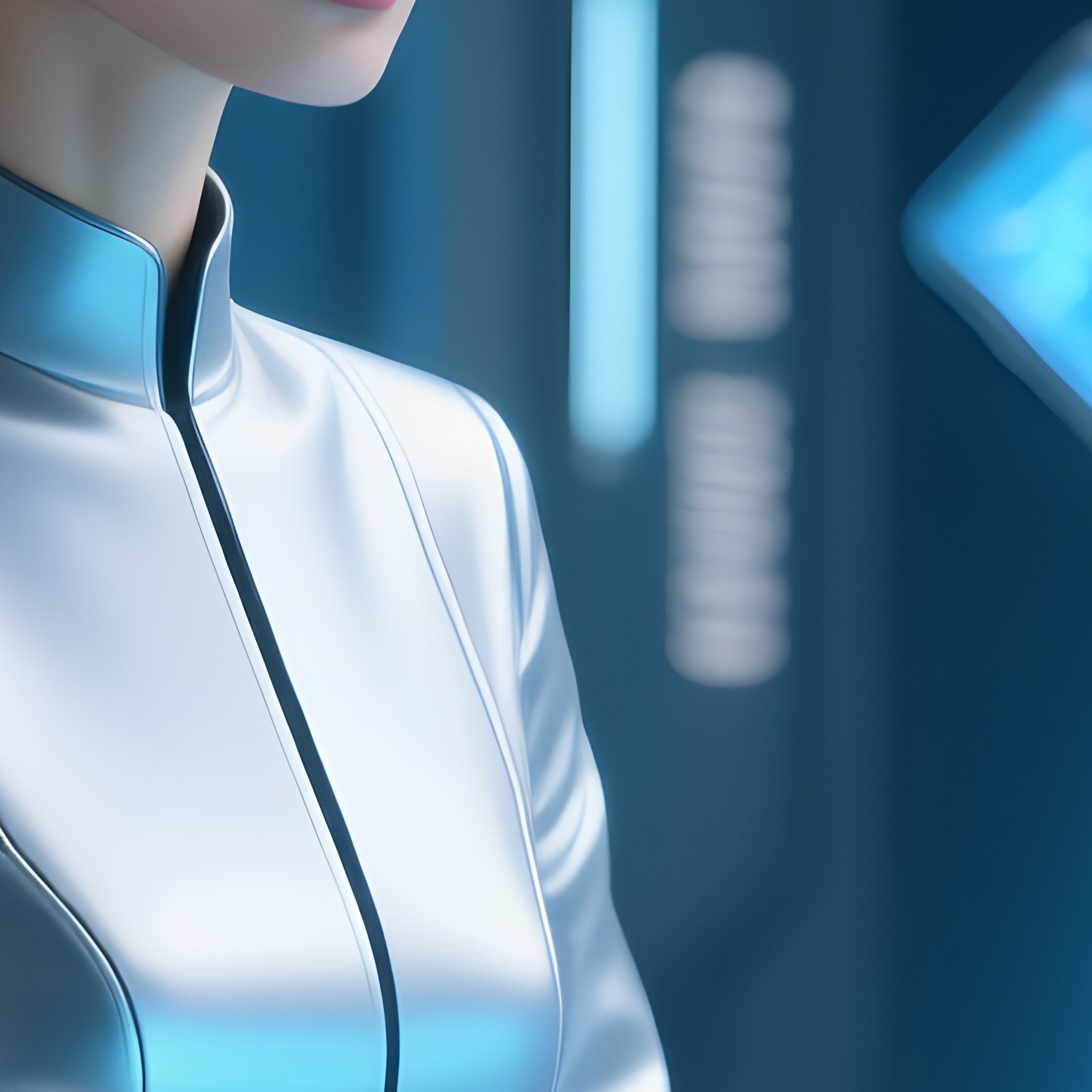 Businesswoman Working On Laptop Sci Fi - Full Resolution Quality Preview