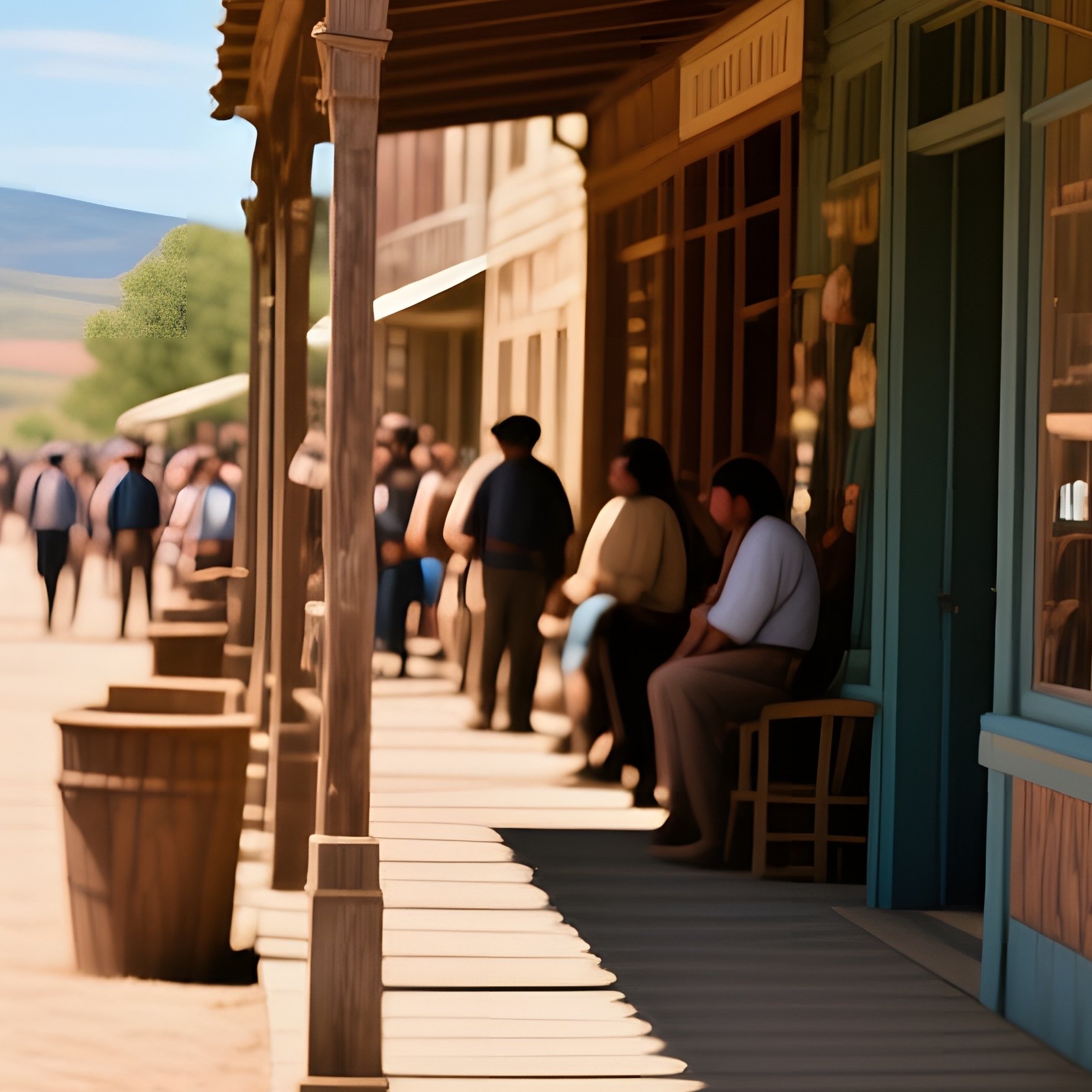 Bustling 19Th Century Frontier Town Square - Full Resolution Quality Preview