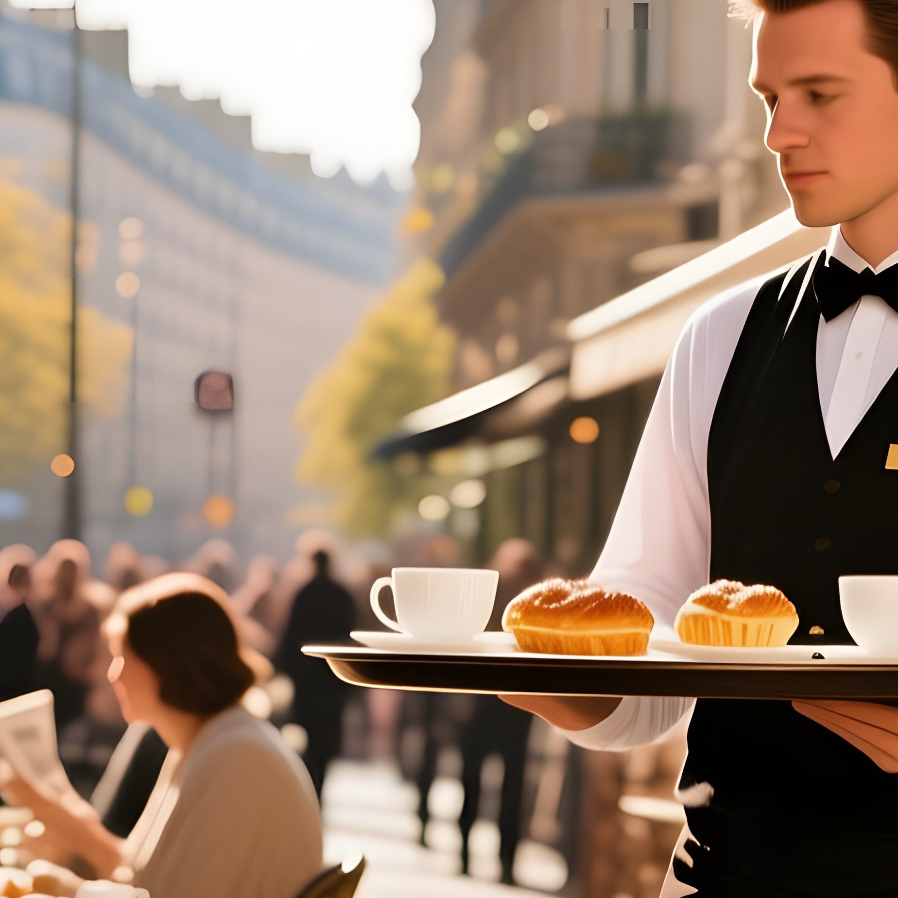 Bustling 19Th Century Parisian Cafe Terrace Midday - Full Resolution Quality Preview