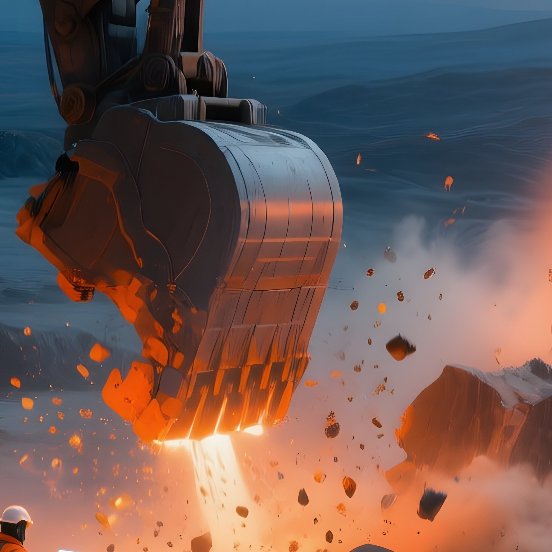 Bustling Asteroid Mining Colony At Twilight - Full Resolution Quality Preview