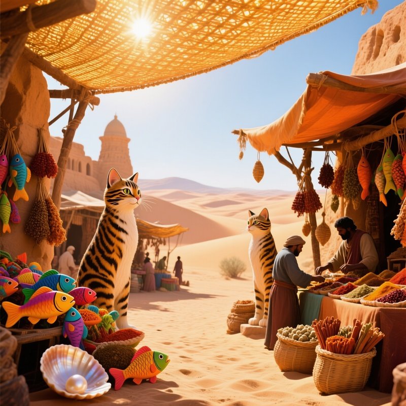 Bustling Desert Oasis Market