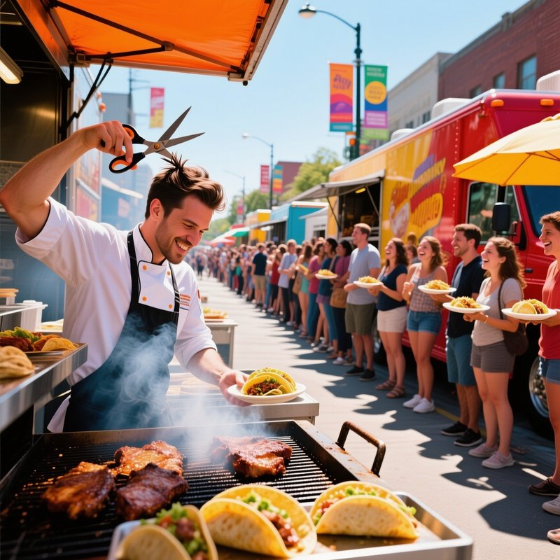 Bustling Downtown Food Truck Festival