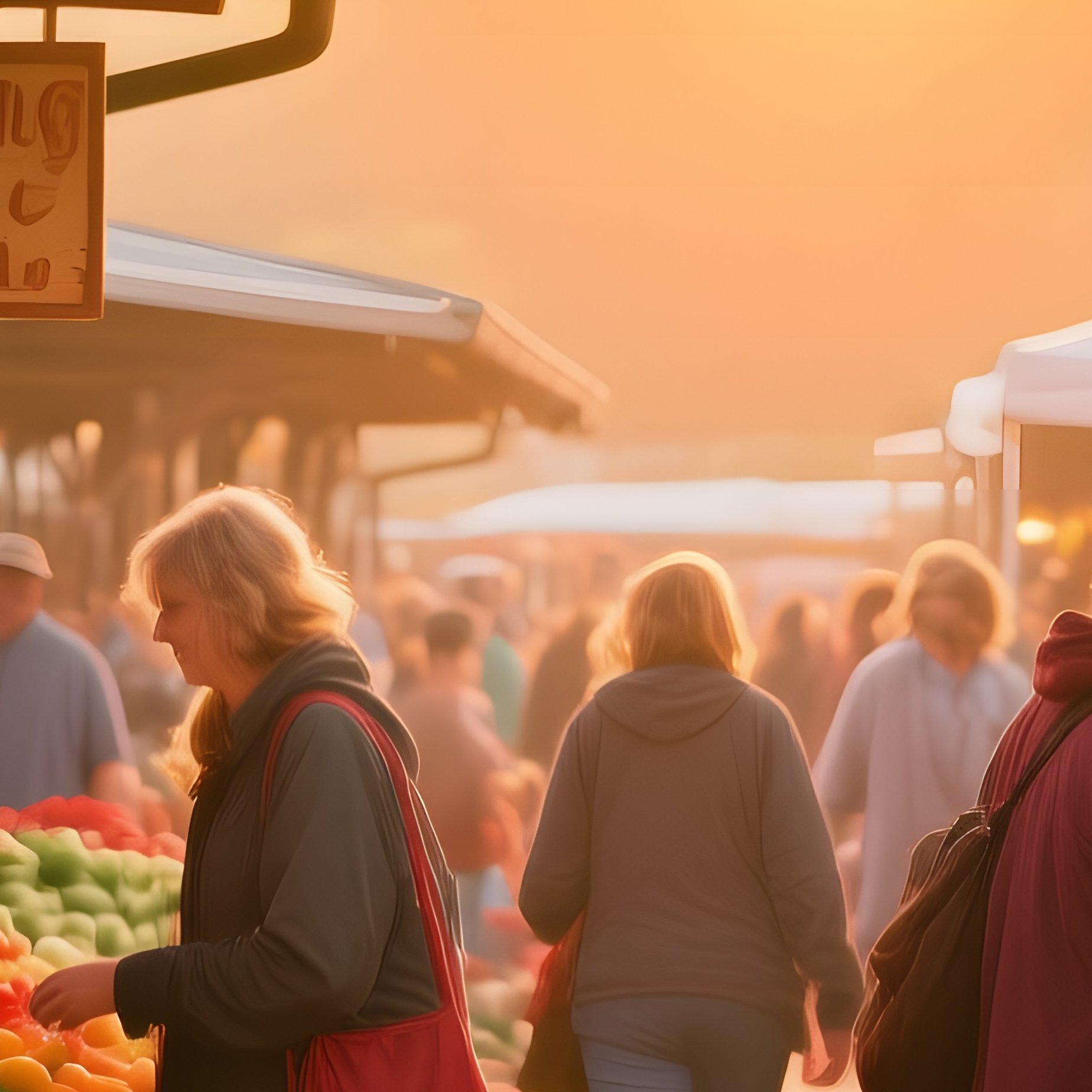Bustling Farmers Market At Sunrise - Full Resolution Quality Preview