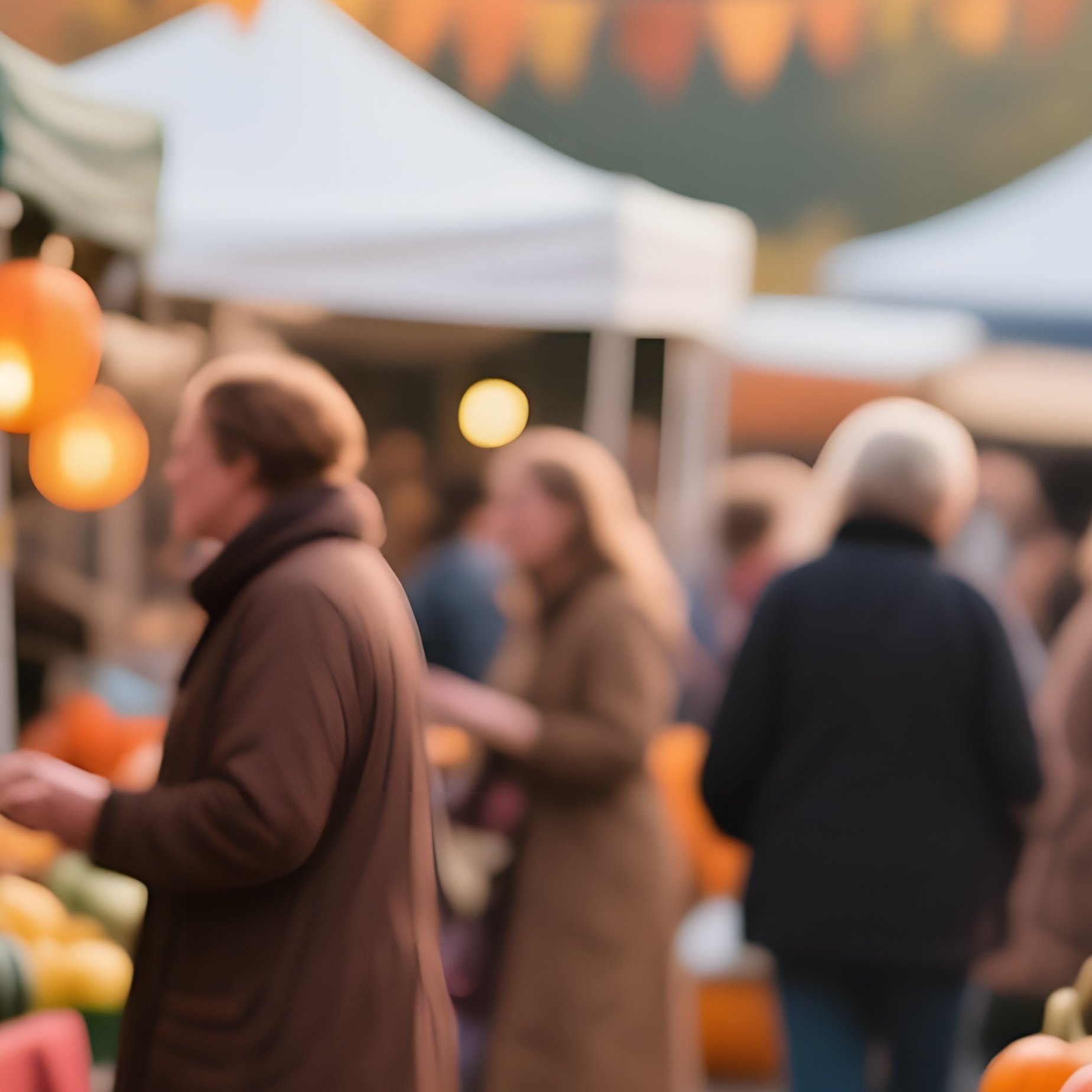 Bustling Farmers Market Early Autumn - Full Resolution Quality Preview