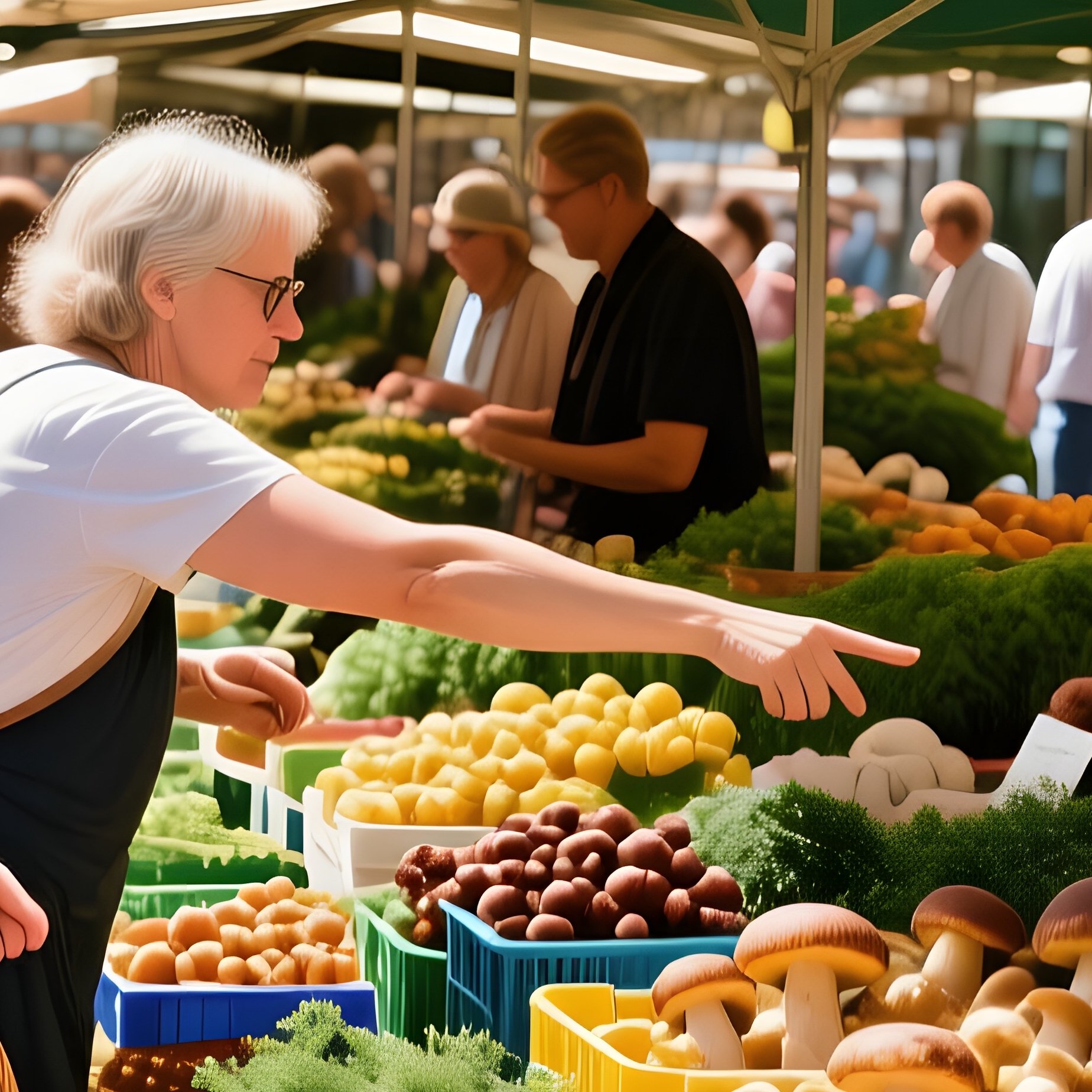 Bustling Farmers Market Leipzig Mushrooms Herbs - Full Resolution Quality Preview
