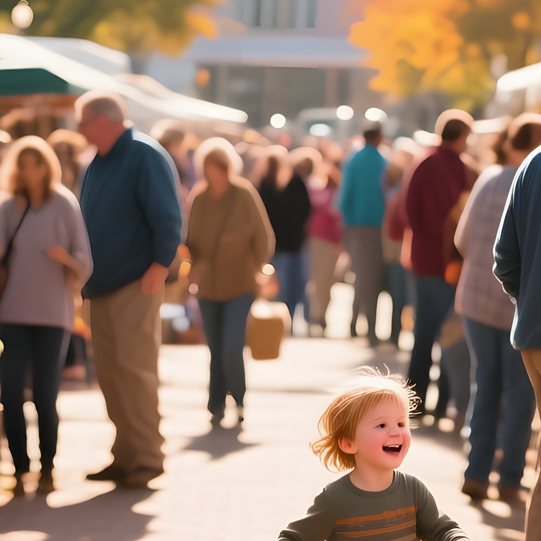 Bustling Farmers Market Midwestern Town Square - Full Resolution Quality Preview