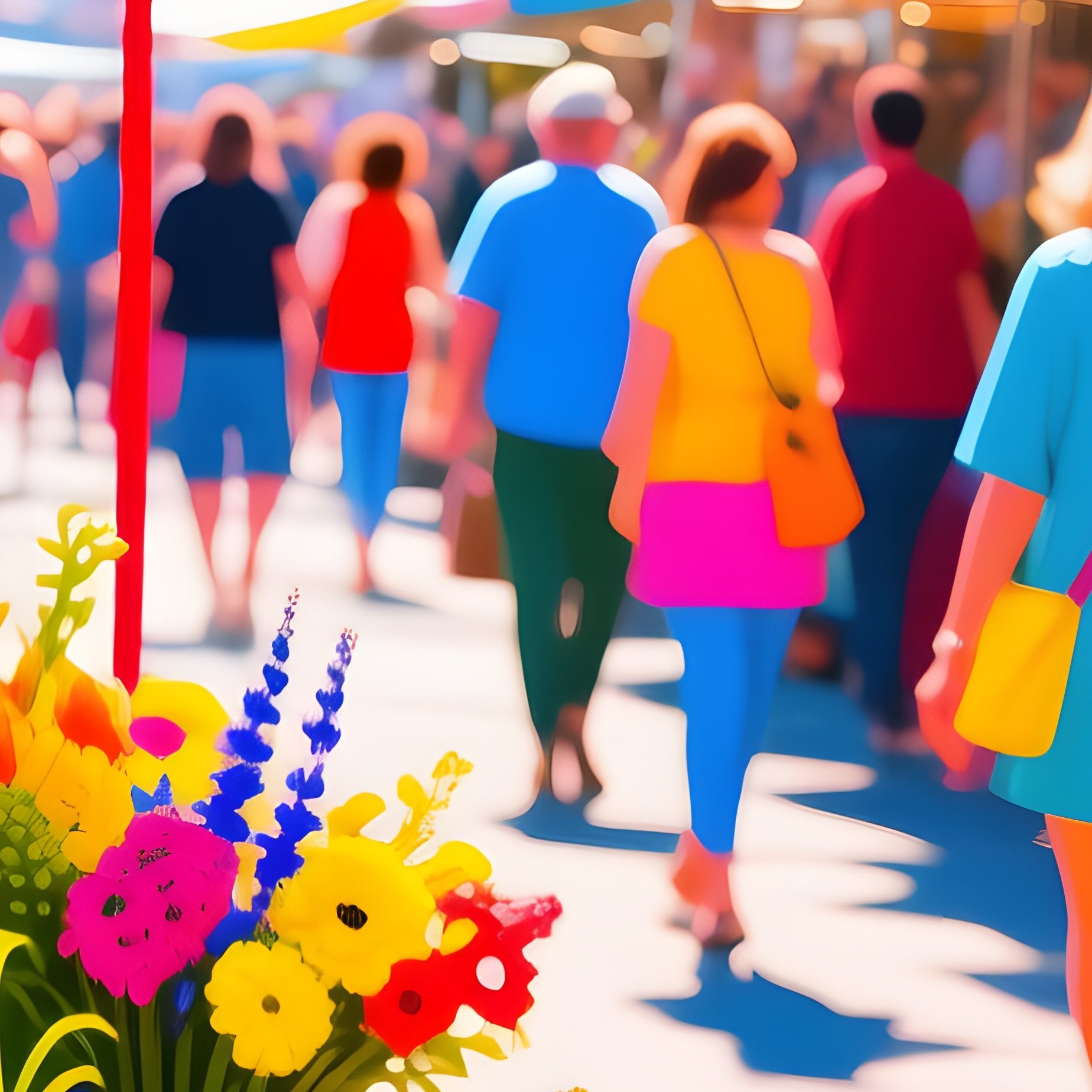 Bustling Farmers Market Pop Art Flowers - Full Resolution Quality Preview